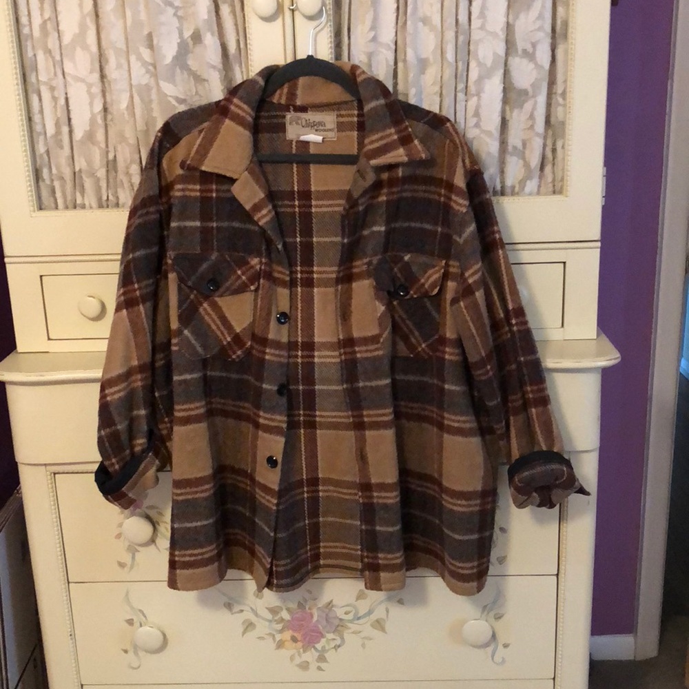 Vintage Wool Flannel-Pattern Jacket